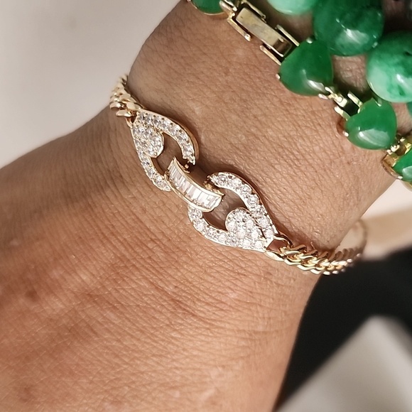 Gold Filled Chain Link CZ Glam Bracelet - Picture 7 of 8